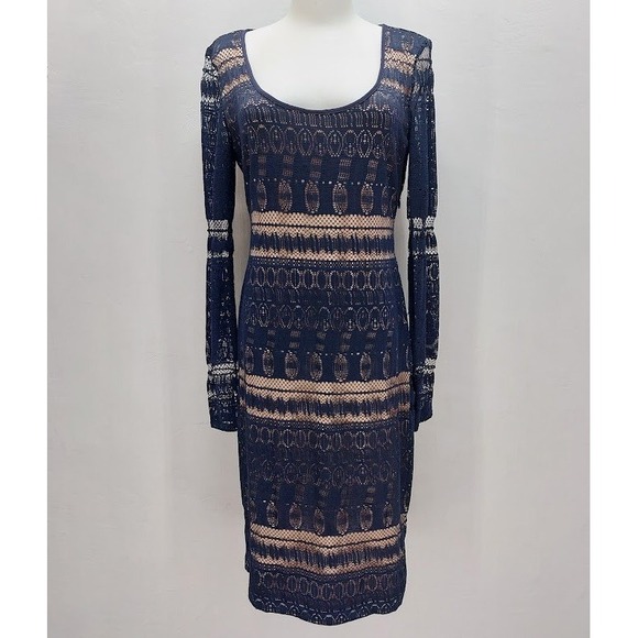 BCBGMaxAzria Dresses & Skirts - BCBGMAXAZRIA Tanya Dress Women's Medium Navy Blue Crochet Lace Sheath Evening